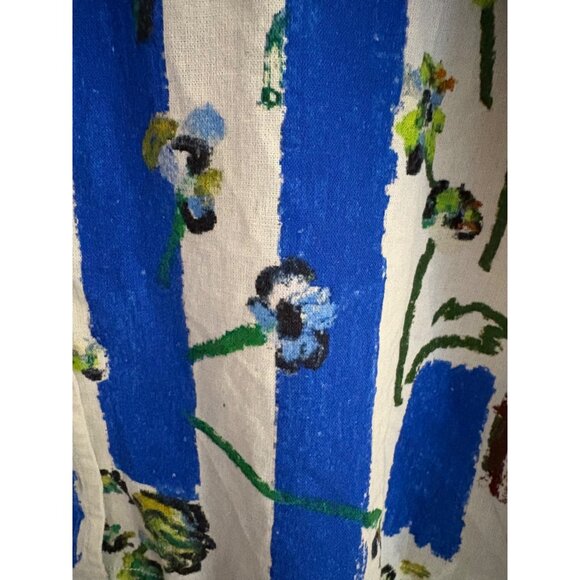 Topshop NWT Floral Stripe Linen-Blend Button-Down Resort Shirt Small or US 4-6 - Picture 7 of 13